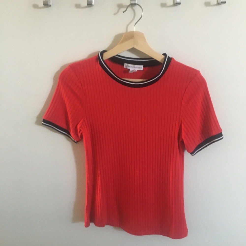 Red ribbed sweater